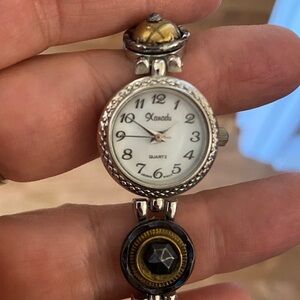 Vintage Xanadu Quartz Bracelet Watch | Mixed Metal Gold Silver Medallion Link